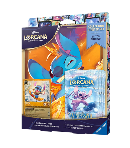 Lorcana trading card game collection starter set with Stitch design on a white background
