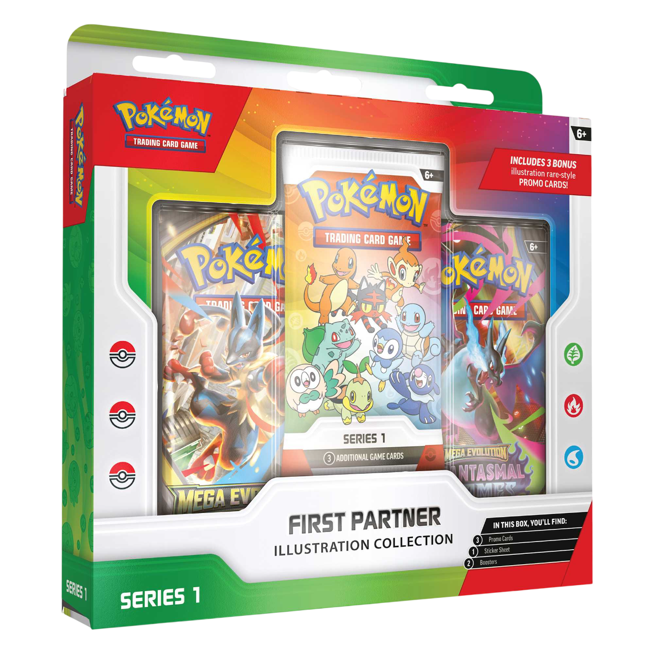Pokémon trading card game packaging with illustrations and branding
